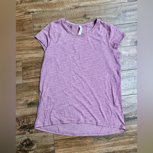 Lululemon Another Mile Short Sleeve T Shirt Heathered Figue Run Pink T Shirt - Picture 5 of 9